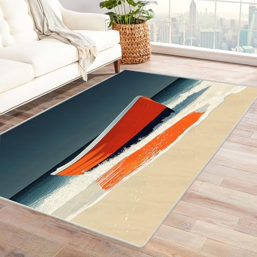 WQBQKKX Teppich 3D Ozean Carpet Minimalistisch Schlafzimmer Badezimmer Rutschfester Rug Eingangstürmatte Ocean Kinderkrabbel Carpet(Orange 67)-180x270cm von WQBQKKX