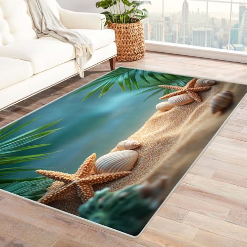WQBQKKX Teppich 3D Ozean Carpet Pflanzen Schlafzimmer Badezimmer Rutschfester Rug Eingangstürmatte Ocean Kinderkrabbel Carpet(Beige 39)-90x150cm von WQBQKKX