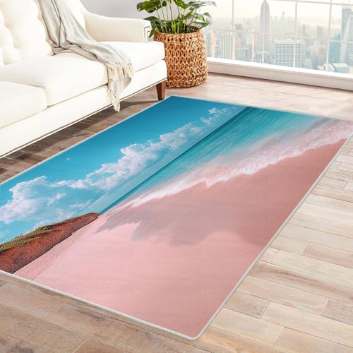 WQBQKKX Teppich Blau Ozean Minimalistisch Teppiche für Schlafzimmer Esszimmer rutschfest Weich Modern Teppich Groß Rug(Blau 72)-90x120cm von WQBQKKX