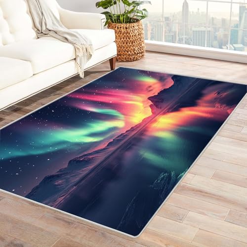 WQBQKKX Teppich Kinderzimmer Ozean Abstrakter Sternenhimmel Haus Dekoration Wohnzimmer Rutschfester Rug Eingangstürmatte Ocean Kinderkrabbel Carpet(Türkis 40)-90x120cm von WQBQKKX