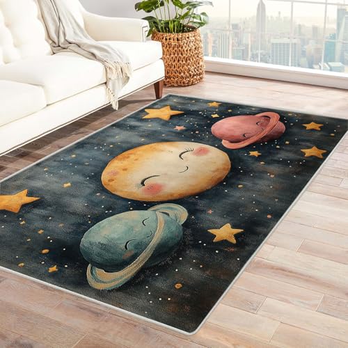 WQBQKKX Teppich Kurzflor Vintage Böhmischer Cartoon Teppiche fürs Schlafzimmer, Arbeitszimmer, Büro, Flur, Kinderzimmer und Küche Rug(Grau 1)-180x270cm von WQBQKKX