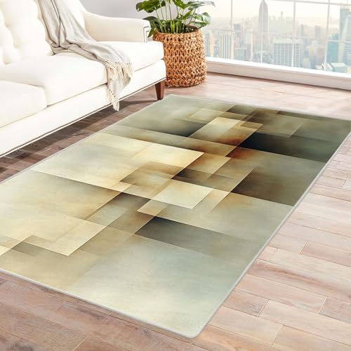 WQBQKKX Teppich Wohnzimmer Waschbarer Boho Geometrie Teppiche für Schlafzimmer Esszimmer rutschfest Weich Modern Teppich Groß Rug(Grau 2)-90x150cm von WQBQKKX