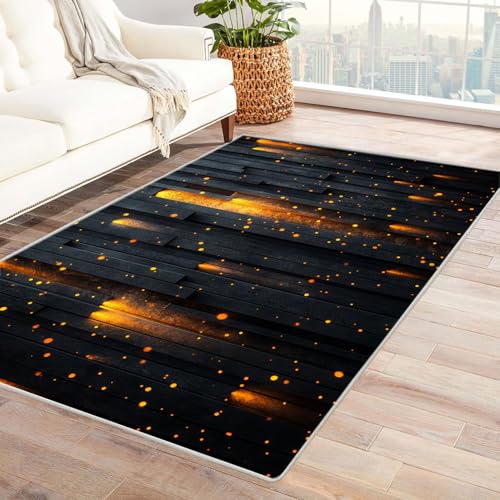WQBQKKX Vintage Boho Teppiche Retro Carpet Bunte Linien Textur Teppiche für Schlafzimmer Esszimmer rutschfest Weich Modern Teppich Groß Rug(Gold)-240x300cm von WQBQKKX
