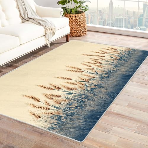 WQBQKKX Vintage Teppich Wohnzimmerteppich Pflanzen Boho Teppiche für Schlafzimmer Esszimmer rutschfest Weich Modern Teppich Groß Rug(Blau 24)-180x240cm von WQBQKKX