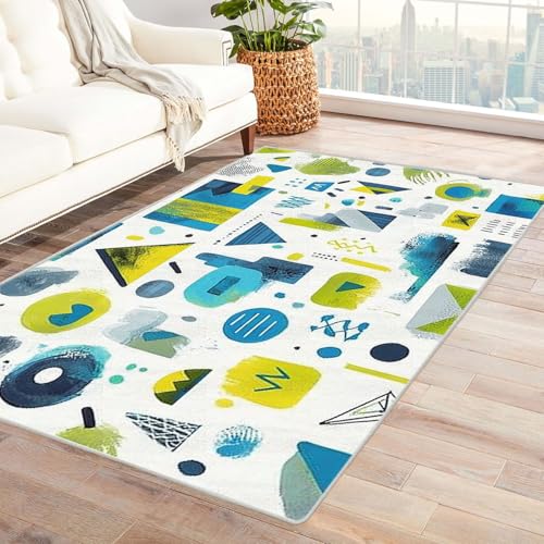 WQBQKKX Vintage Teppich Wohnzimmerteppich Retro Kurzflor Waschbarer Teppich Super Weich rutschfest Blumen Design Groß Wohnzimmerteppich(Gelb 34)-180x240cm von WQBQKKX