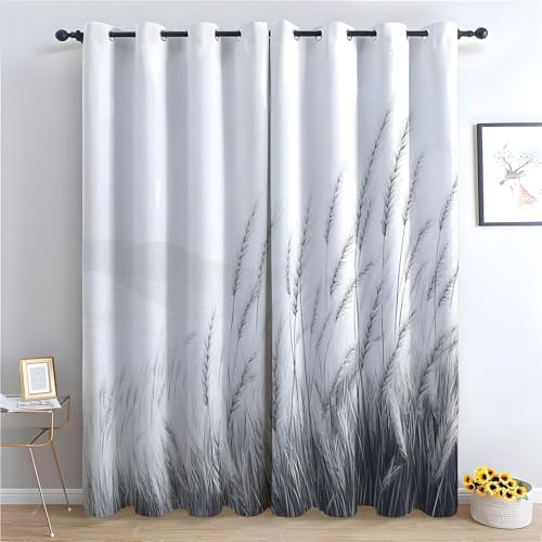 WQBQKKX Vintage Vorhänge Boho Stil Pflanzen Blickdichte Thermo Vorhang Kälteschutz Blackout Curtain Mädchenzimmer Schlafzimmer Verdunkelung-H180 x B100 cm (2er Pack) von WQBQKKX