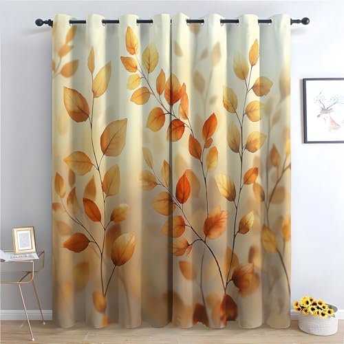WQBQKKX Vorhang Blickdicht Blumen Retro Blickdichte Gardinen Blackout Curtain Thermo Vorhang Kinder Mädchen Schlafzimmer Wohnzimmer-H270 x B130 cm (2er Pack) von WQBQKKX