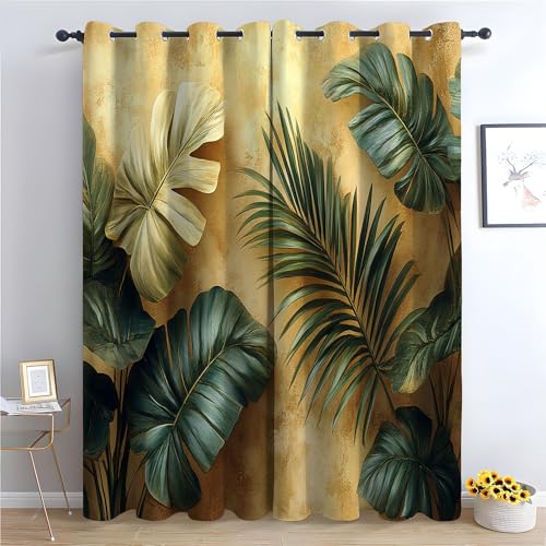WQBQKKX Vorhang Blickdicht ösen 2er Set Retro mit Ösen Thermovorhang für Wohnzimmer Fenstervorhänge Bunt für Zuhause-H220 x B132 cm (2er Pack) von WQBQKKX