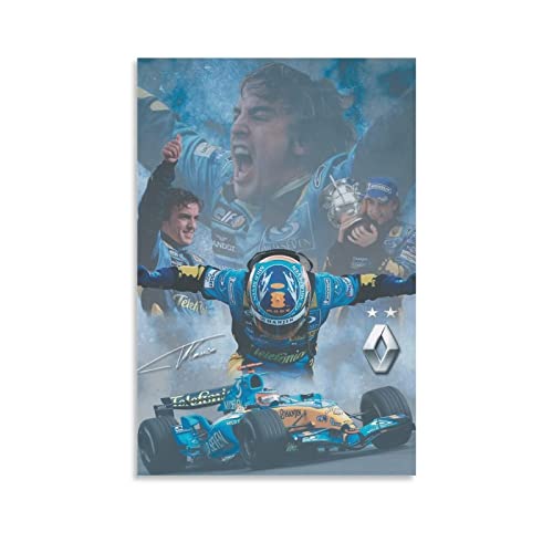 WQBYDS GemäLde Auf Leinwand 60 * 80cm Senza Cornice Fernando Alonso Art F1 Racer Sport Poster Wall Art Prints Impermeabile Modern College Dorm Wall Decor von WQBYDS