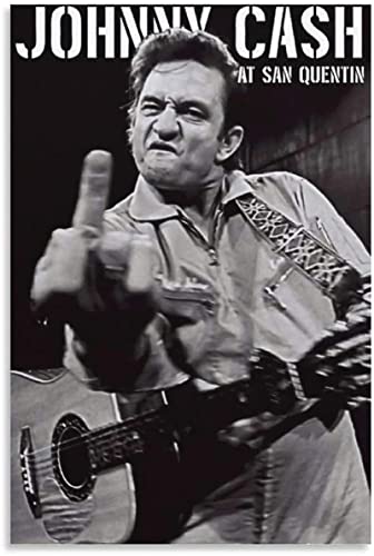 WQBYDS Leinwand Bilder 40 * 60cm Senza Cornice Johnny Cash (Dito medio) SAN Quentin Poster Poster Decorativo Soggiorno Camera da letto Pittura von WQBYDS