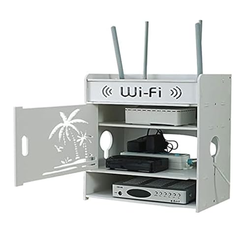 WQCCAD Uter-Aufbewahrungsbox, WiFi-Uter-Ständer, stanzfrei, schwebender Wandregalhalter, WiFi-Uter, verstellbare Kabelbox für Zuhause und Büro von WQCCAD