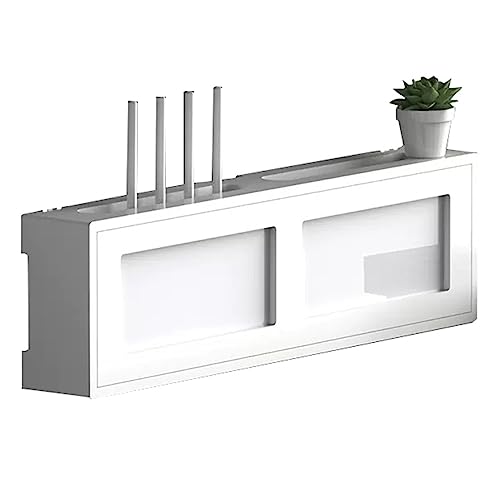 WQCCAD Uter-Aufbewahrungsbox mit transparenter Acrylabdeckung, wandmontierte Strom-Uter-Zäune, WiFi-Aufbewahrungsregal aus Kiefernholz für Set-Top/Modem/Stecker, weißer Rahmen und Tür von WQCCAD