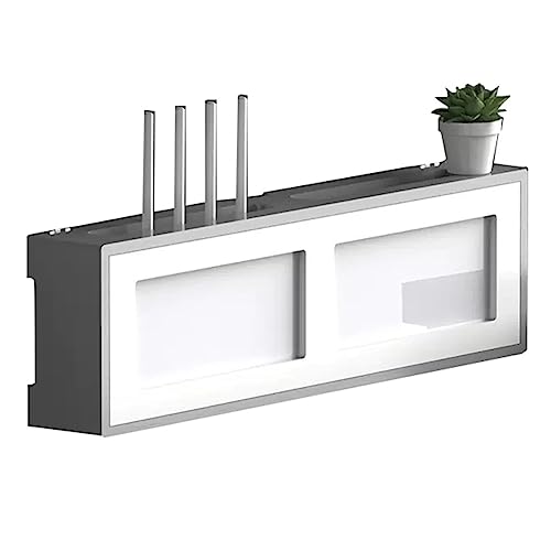 WQCCAD Uter-Aufbewahrungsbox mit transparenter Acrylabdeckung, wandmontierter Strom-Uter-Zaun, WiFi-Aufbewahrungsregal aus Kiefernholz für Set-Top/Modem/Stecker, Grauer Rahmen und weiße Tür von WQCCAD