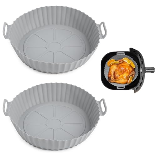 WQDD STANPET 2er-Set Airfryer Silikonform – 20 cm Silikonform Heißluftfritteuse, wiederverwendbar statt Backpapier, für Cosori, Ninja & Tefal von WQDD STANPET