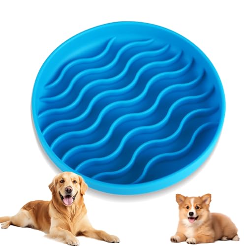 WQDD STANPET Antischlingnapf Katze & Hunde Ø 20 cm – Anti Schling Napf Katze aus Silikon, Slow Feeder Anti-Rutsch Futternapf für gesundes Fressen（Blau） von WQDD STANPET