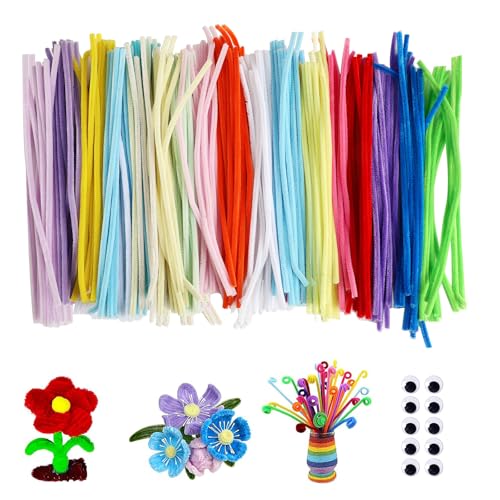 WQDD STANPET Pfeifenreiniger 200 Stück – 20 Farben Chenilledraht 30 cm, Bunte Pfeifenputzer zum Basteln für DIY Handwerk & Kinder Deko von WQDD STANPET