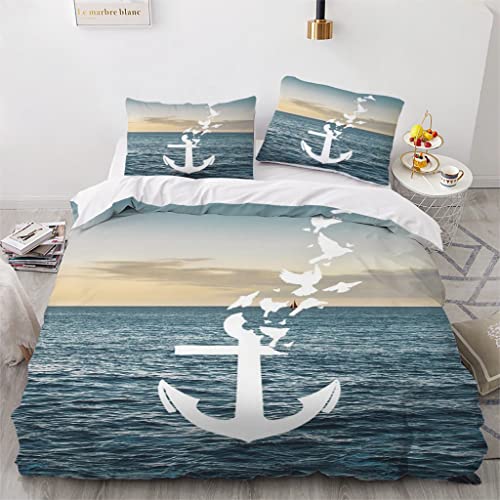 WQIZXCW Anker Bettwäsche 135x200 2er Set, Meer Microfaser Bettbezug - Weich & Angenehm & Atmungsaktiv, 1 Bettbezüge mit Reißverschluss + 1 Kissenbezug 80x80 cm WQIZXCW Anker Bettwäsche 135x200 2er Set, Meer Microfaser Bettbezug - Weich & Angenehm & Atmungsaktiv, 1 Bettbezüge mit Reißverschluss + 1 Kissenbezug 80x80 cm von WQIZXCW