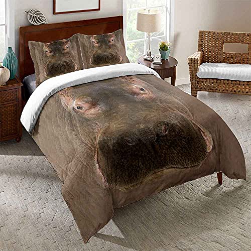 WQIZXCW Nilpferd Bettwäsche 135x200, 110gsm Microfaser Bettbezug Set 2 Teilig - Weich & Angenehm & Atmungsaktiv, 1 Bettbezüge mit Reißverschluss + 1 Kissenbezug 80x80 cm WQIZXCW Nilpferd Bettwäsche 135x200, 110gsm Microfaser Bettbezug Set 2 Teilig - Weich & Angenehm & Atmungsaktiv, 1 Bettbezüge mit Reißverschluss + 1 Kissenbezug 80x80 cm von WQIZXCW