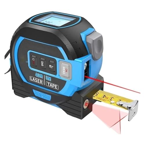 3-in-1 Infrarot-Laser-Bandmaß, Das allmächtige Lineal, Digitales Bandmaß mit Laser, Laser-Entfernungsmesser mit LED-Anzeige(Blue) von WQKISS