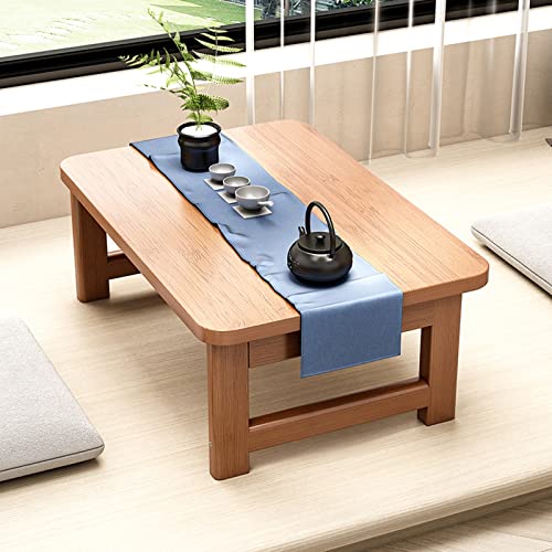 Tisch Couchtisch Klapptisch Nanzhukang-Tisch Haushalts-Tatami kleiner Couchtisch Erkerfenster-Tisch Bett-Schreibtisch Computer-Low-Tisch(Wood color,80 * 48 * 40cm) von WQMDZ