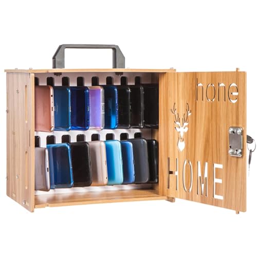 Handy-Tresor mit Schloss hölzerne tragbare Handy Lagerung Hosting Schrank Restaurant Fabrik Sitzung Lagerung Box robust und langlebig(16-bit) von WQMHOME