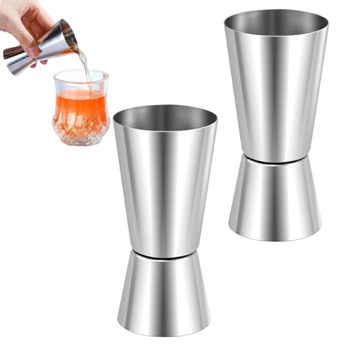2 Stück Cocktail Messbecher,Messbecher Cocktail,Cl Messbecher Cocktail,Jigger,Cl Messbecher,Cocktail Messbecher,2cl 4cl,Barmass Cocktailmessbecher,Edelstahl,Schnaps Ausgiesser von WQNNQW