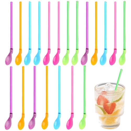 20pcs Slush Strohhalme，Slush Eis Strohhalme,Strohhalm Mit Löffel,Slush Strohhalme Plastik,Löffelstrohhalme,Slushy Strohhalme,Strohhalm Löffel Wiederverwendbare,Für Cocktails,Smoothies,Milchshakes von WQNNQW