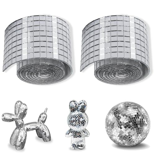 3200 Stück 2 Rolle Spiegel Mosaik Selbstklebend,Mini Spiegelmosaik,Discokugel Klebestreifen,5 x 5 mm Quadrat Glas Spiegelmosaik für DIY Kunsthandwerk KTV Dekoration - Silber 3200 Stück 2 Rolle Spiegel Mosaik Selbstklebend,Mini Spiegelmosaik,Discokugel Klebestreifen,5 x 5 mm Quadrat Glas Spiegelmosaik für DIY Kunsthandwerk KTV Dekoration - Silber von WQNNQW