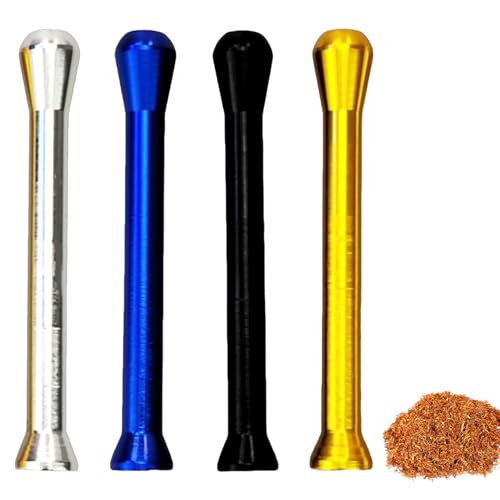 4 Stück Ziehröhrchen,Röhrchen,Sniffer Set,Ziehröhrchen Set,Sniffer,Koks Röhrchen,68mm Zieh Mini-Schnupftabakpfeife Aus Metall,Schnupftabak Strohhalm(Gold/Silber/Schwarz/Blau) von WQNNQW