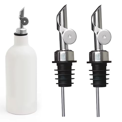 Ausgießer für Ölflaschen, 2 Stück Edelstahl Olivenöl Ausgießer,Mit Schutzkappe,Flaschenausgießer für Öl,Essig,Cocktails,Saft,Sirup - Silber Ausgießer für Ölflaschen, 2 Stück Edelstahl Olivenöl Ausgießer,Mit Schutzkappe,Flaschenausgießer für Öl,Essig,Cocktails,Saft,Sirup - Silber von WQNNQW