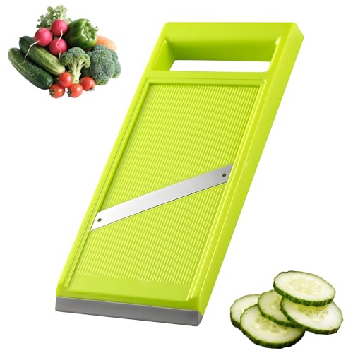 Gurkenhobel,Gurkenschneider,Gurkenhobel Dünne Scheiben,Gurkenreibe,Küchenhobel,Gurken Schneider,Manual Kitchen Slicer Fruit Veggie, Handheld Cutter For Carrot Cucumber (Green) von WQNNQW