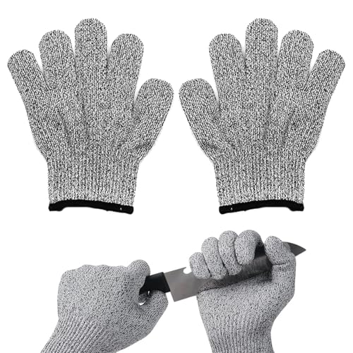 WQNNQW 2 Paar Schnittsichere Handschuhe,Schnittfeste Handschuhe,Schnittschutzhandschuhe Küche,Schnittschutzhandschuhe Kinder,Schnitzhandschuhe Für Kinder,Mit Rutschfesten Noppen(Grau M) von WQNNQW
