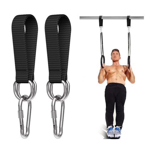 WQNNQW 2 Stück Schaukel Befestigung,Hängematte Befestigung,Schaukel Aufhängung,Schaukel Befestigung Balken,Hängesessel Aufhängung,Seil Für Hängesessel(28 cm,Mit 2 Karabinern Und 2 D-Ringen) von WQNNQW