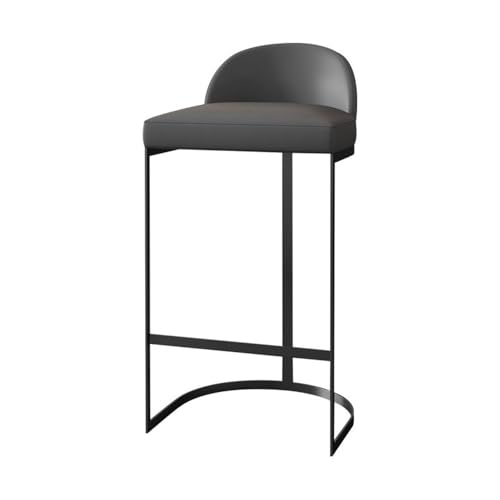 WQQYU6HKF Barhocker Barstuhl aus Eisen mit niedriger Rückenlehne und Lederbezug for Restaurant, Bar, Insel, Balkon, Hochstuhl Barhocker für die Küche(Schwarz) von WQQYU6HKF