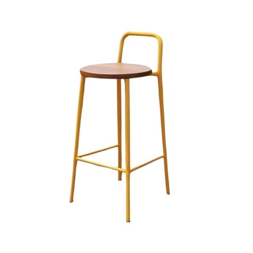WQQYU6HKF Barhocker Gelb Minimalistischen Bar Stuhl Home Restaurant Outdoor Indoor Schmiedeeisen Hohe Hocker Holz Barhocker für die Küche(Groß) von WQQYU6HKF