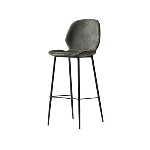 WQQYU6HKF Barhocker Home Kitchen Hochhocker, Leichter Luxus-Bar-Loungesessel, hohe Rückenlehne, modische Barhocker aus PU-Leder Barhocker für die Küche(Dark Gray) von WQQYU6HKF