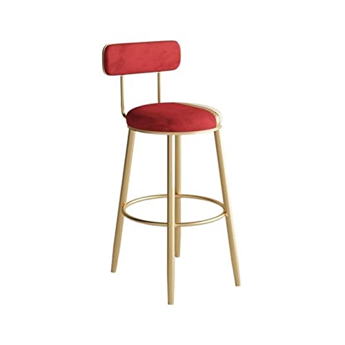 WQQYU6HKF Barhocker Modischer Luxus-Hochstuhl Nordic Bar Restaurant Dessert Shop Rezeption Hochhocker mit Rückenlehne Barhocker für die Küche(Red,Mittel) von WQQYU6HKF