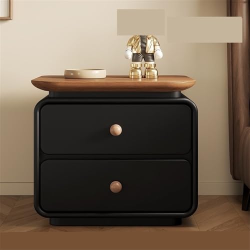 WQQYU6HKF Nachtisch Schwarzer Nachttisch aus Holz mit Tablett Home Schlafzimmer Lagerung Doppelschublade Organizer Sideboard Beistelltisch(Klein) von WQQYU6HKF