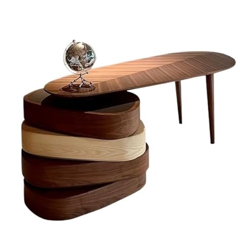 WQQYU6HKF PC-Tisch Moderner Chefschreibtisch in Walnussfarbe, Schreibtisch aus Massivholz mit drehbaren Schubladen for das Home Office Kleiner Schreibtisch(M) von WQQYU6HKF