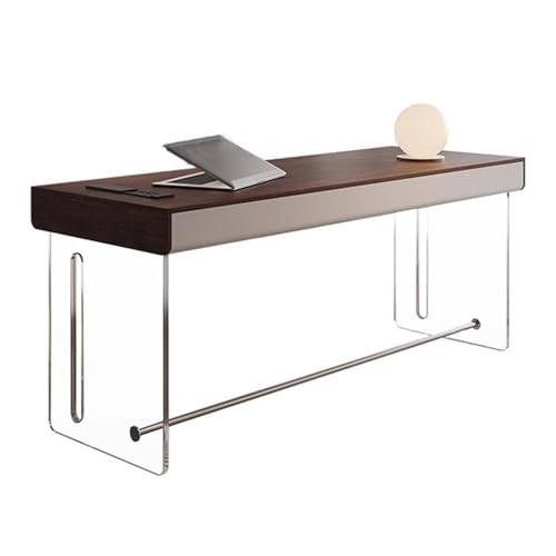 WQQYU6HKF PC-Tisch Moderner Home-Office-Schreibtisch mit Stauraum, Schreib-, Arbeits- und PC-Tisch stabilen Acrylbeinen, Rustikalbraun Kleiner Schreibtisch(M) von WQQYU6HKF