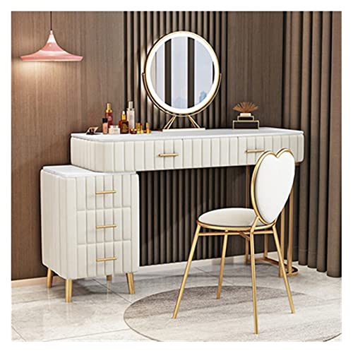 WQQYU6HKF Schminktische Moderne Luxusklemmtisch Schlafzimmermöbel Eisenträger Salon mit Schubladen-Makeup-Tisch- und Stuhlkombination Kosmetiktisch(Color:White,Size:100x40x75cm) von WQQYU6HKF