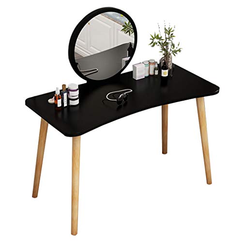 WQQYU6HKF Schminktische Schminktisch/runder Spiegel-Schminktisch und Schreibtisch, breite Tischplatte, for Schlafzimmer Kosmetiktisch(Color:Schwarz) von WQQYU6HKF