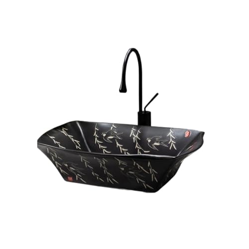 WQQYU6HKF Waschbecken Badezimmer-Waschbecken, Kunst-Waschbecken, Schüssel mit Wasserhahn-Kombination for Waschtischunterschrank Aufsatzwaschbecken von WQQYU6HKF