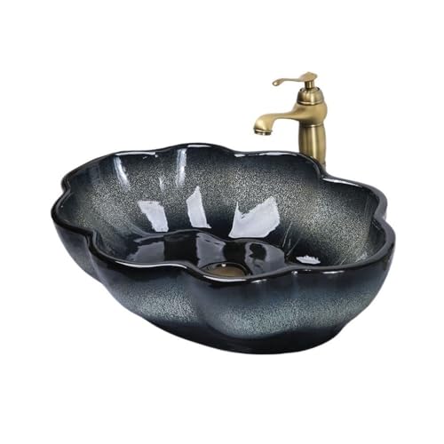 WQQYU6HKF Waschbecken Personalisiertes Waschbecken in spezieller Form, Blütenblattform, Retro-Keramik-Aufsatzbecken Aufsatzwaschbecken WQQYU6HKF Waschbecken Personalisiertes Waschbecken in spezieller Form, Blütenblattform, Retro-Keramik-Aufsatzbecken Aufsatzwaschbecken von WQQYU6HKF