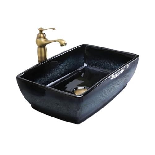 WQQYU6HKF Waschbecken Rechteckiges Retro-Keramikwaschbecken Einfache Installation Badezimmer Licht Luxus Waschbecken Aufsatzwaschbecken von WQQYU6HKF
