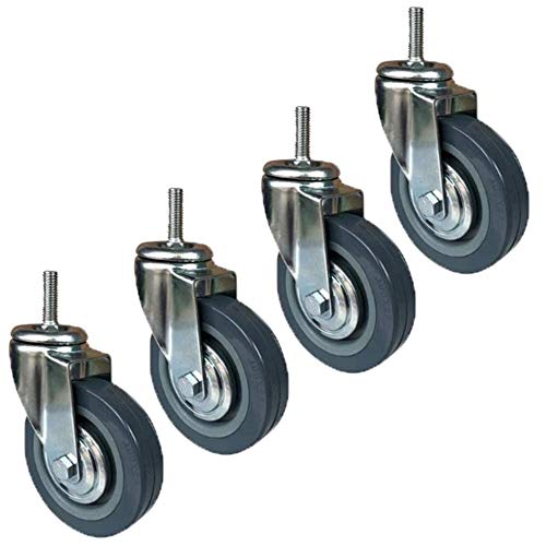 WQSQ 4 Lenkrollen Möbelrollen 75/100mm Schwerlastrollen Mit M10 / M12 Gewinde Universalrad Gummirollen Mit Bremse Tragfähigkeit 270 kg von BYUP