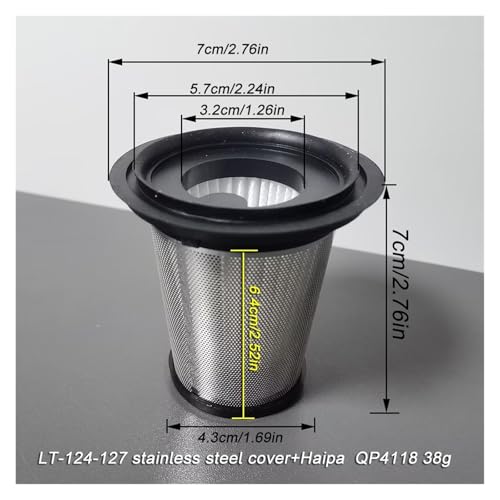 Handstaubsauger-Filterelement Edelstahl-Filterpatrone, HEPA-Staubsaugerzubehör T-124-127 von WQXMYDO