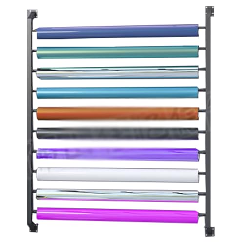 An der Wand montiertes Präsentationsregal für kommerzielle Textilien, 8 Ebenen, Organizer-Halter für Farbwechselfolien im Auto mit verstellbarer Aufhängestange, für Vinylrollen, Lederrollen, Fen An der Wand montiertes Präsentationsregal für kommerzielle Textilien, 8 Ebenen, Organizer-Halter für Farbwechselfolien im Auto mit verstellbarer Aufhängestange, für Vinylrollen, Lederrollen, Fen von WQZzjm