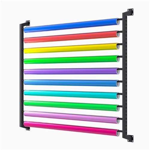 Kommerzieller Textilstoff-Präsentationsständer, Stahl, Auto-Farbwechselfolien-Organizer-Halter mit verstellbarer Aufhängestange, 8 Ebenen, für Vinylrollen, Lederrollen, Fensterfolie (160 cm, 10 von WQZzjm