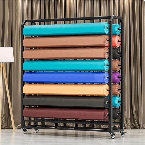 Kommerzieller Textilstoff-Präsentationsständer mit verstellbarer Aufhängestange, Eisen, robuster mobiler Organizer-Halter mit Rädern, für Vinylrollen/Lederrollen/Tapeten, 130 cm (130 cm, 12 Stan Kommerzieller Textilstoff-Präsentationsständer mit verstellbarer Aufhängestange, Eisen, robuster mobiler Organizer-Halter mit Rädern, für Vinylrollen/Lederrollen/Tapeten, 130 cm (130 cm, 12 Stan von WQZzjm